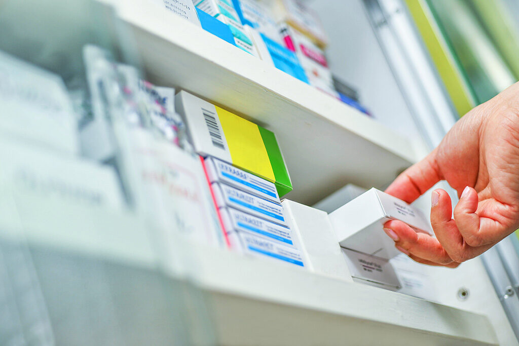 pharmacy shelves