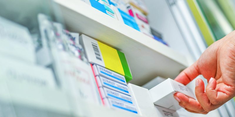 pharmacy shelves